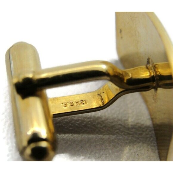Signed Anson 12K Gold Filled Smooth Curved Rectangle Cufflinks - Picture 8 of 10